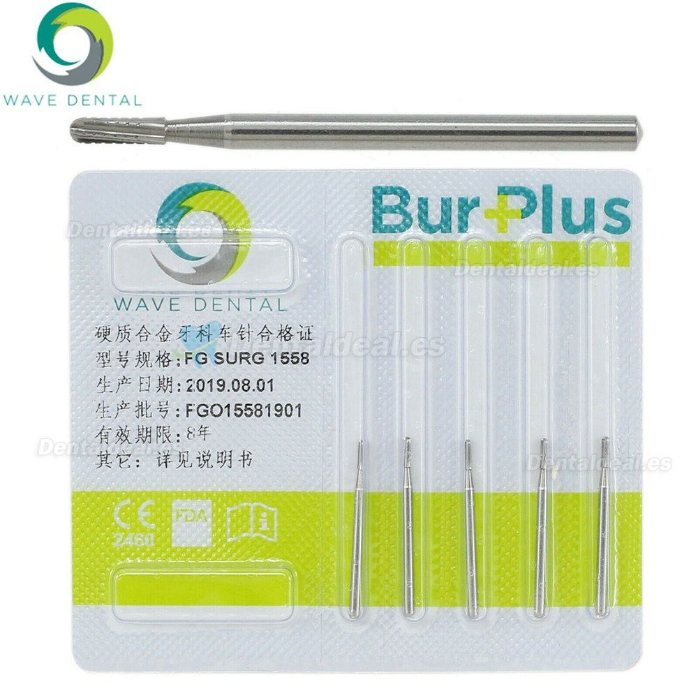 10Pcs FG Surgical Length 1558 Burs Dental Friction Grip Dome Fissure Carbide Bur